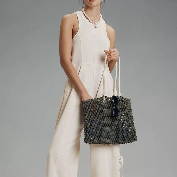 NEW ANTHROPOLOGIE Daily Practice Horizon Wide-Leg Knit Jumpsuit Ivory - Picture 2 of 8